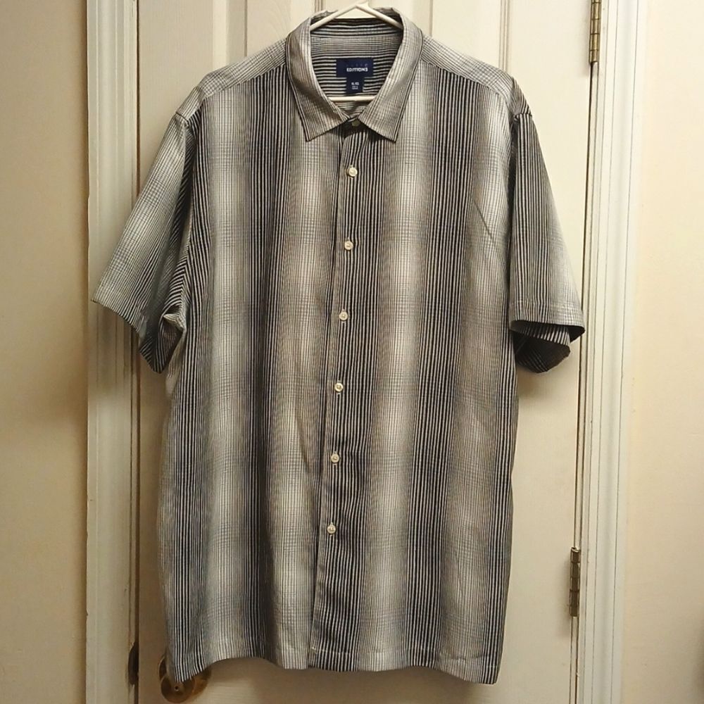 🩷Basic Editions Men's short sleeved shirt Black/Gray Size XL NWOT